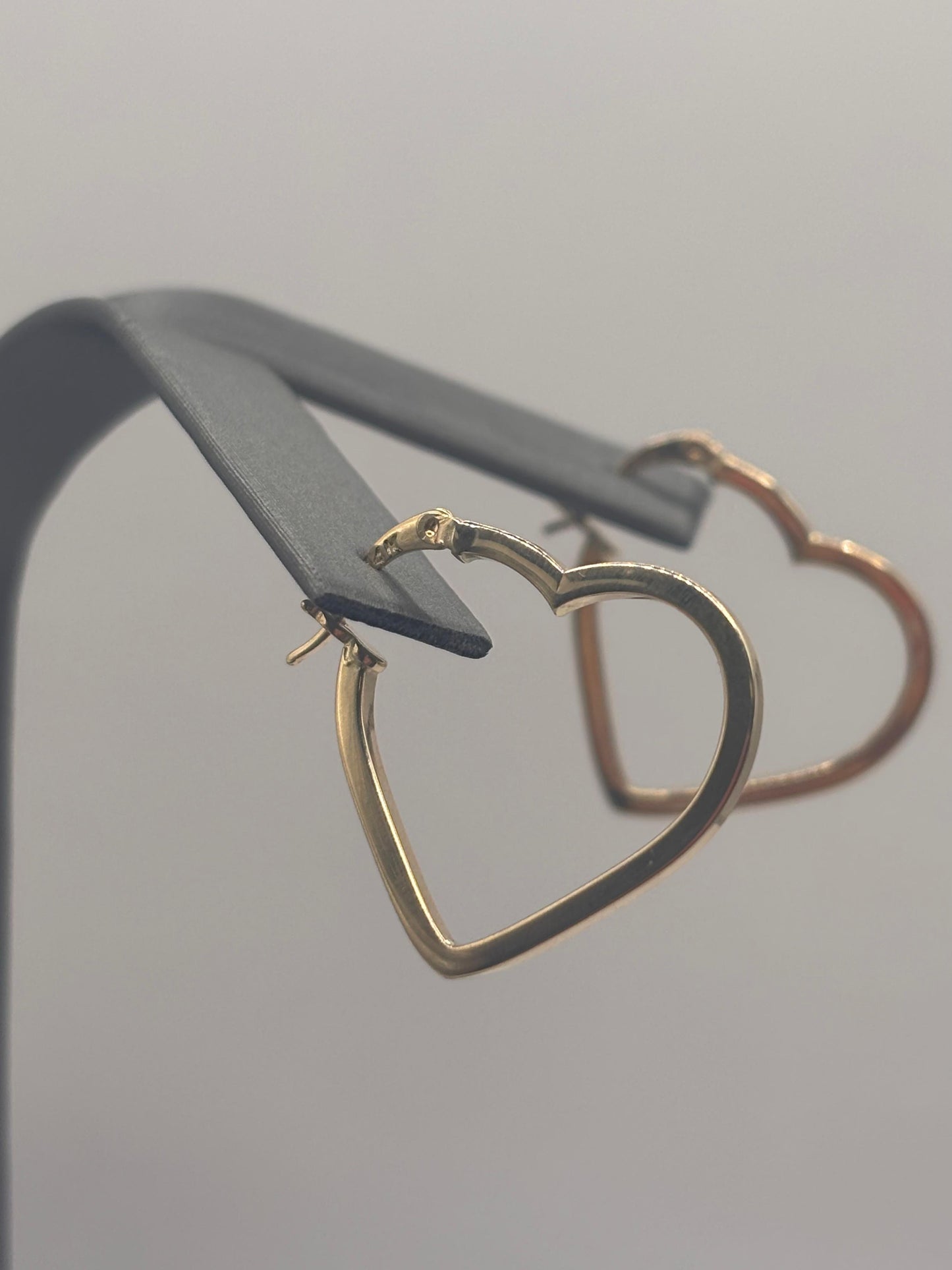 14k heart hoops