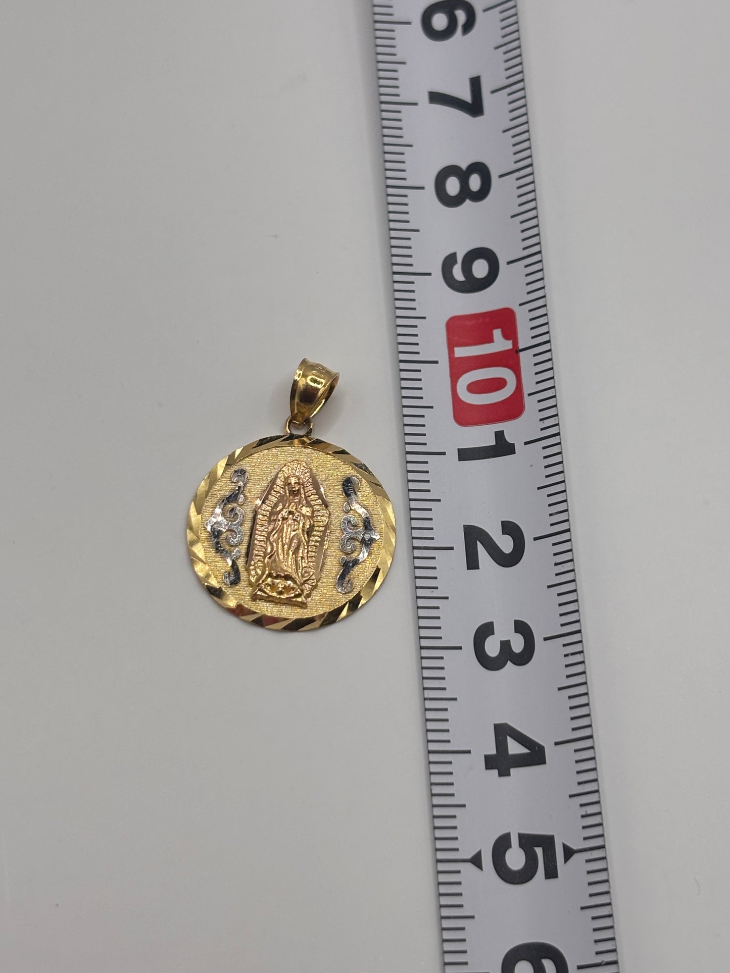 Virgencita 3 tone charm 14k