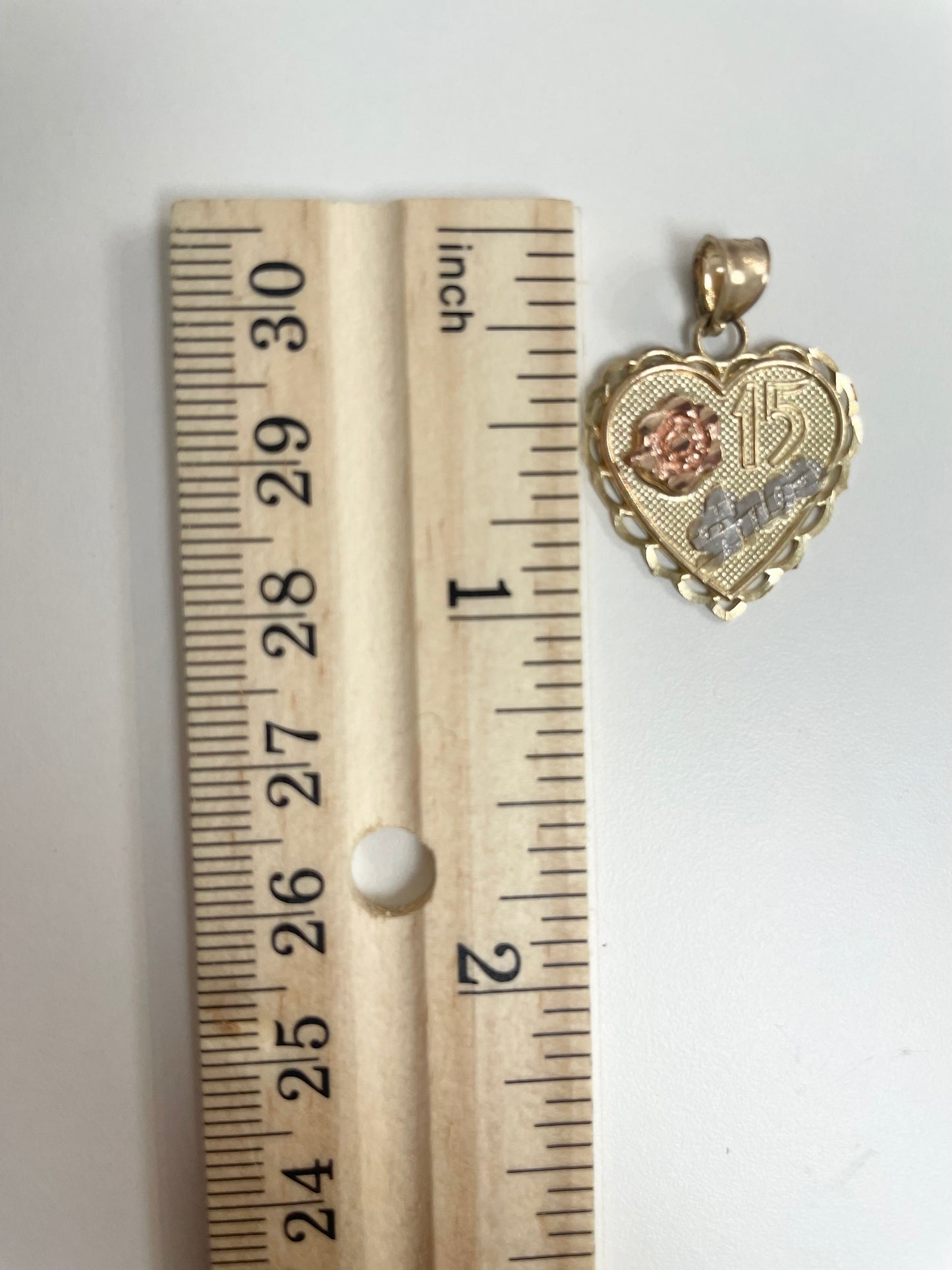 10K Gold Sweet 15 Heart Pendant