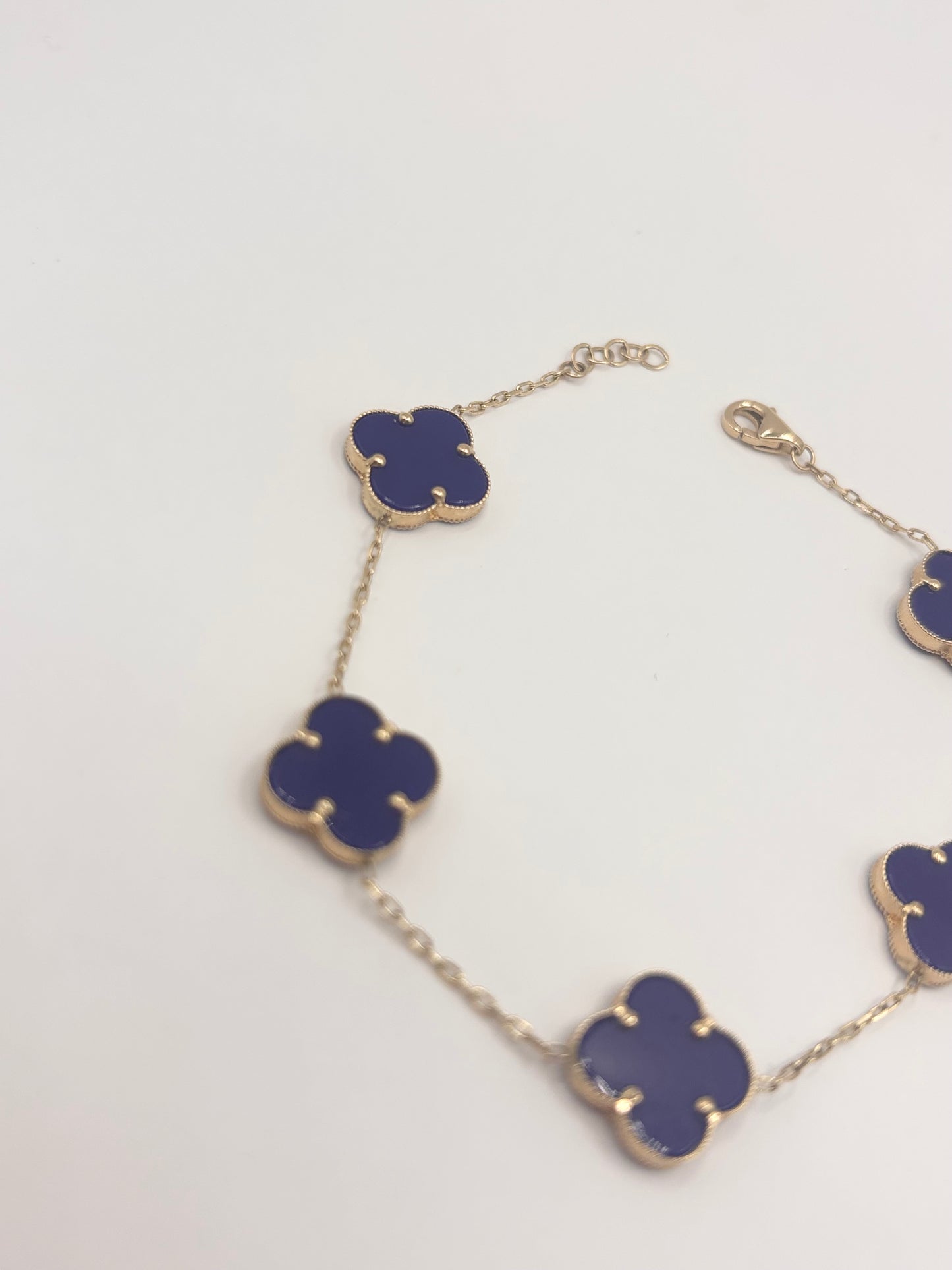 14k blue clover bracelet