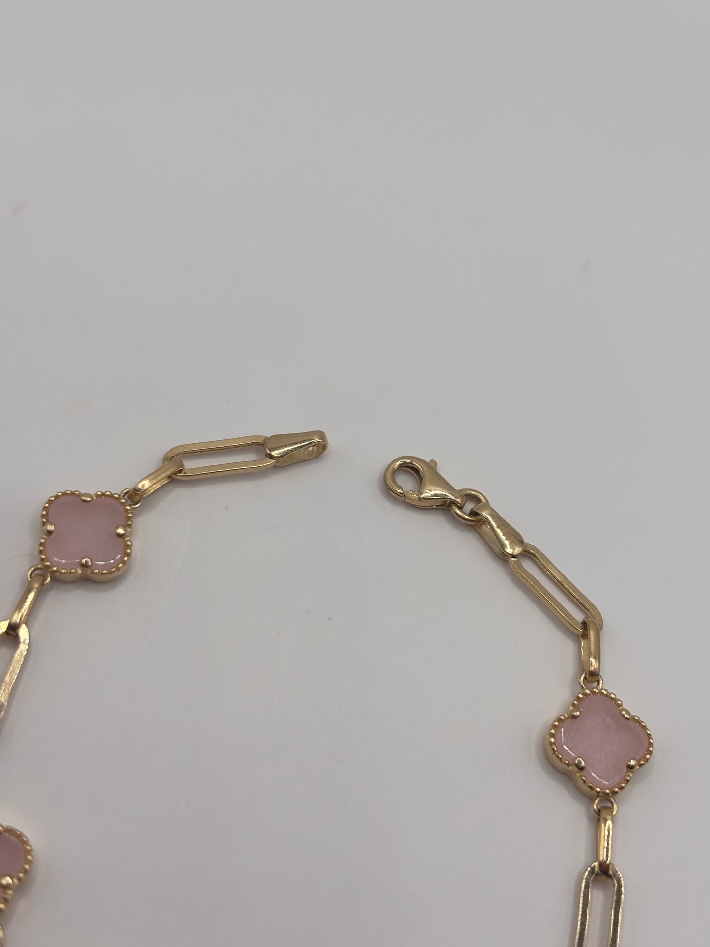 Paperclip pink bracelet 14k