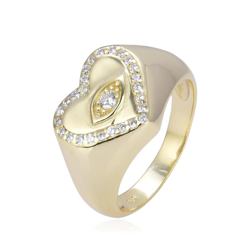 Evil eye heart ring