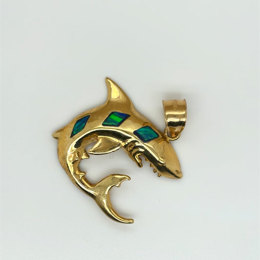 14k shark pendant