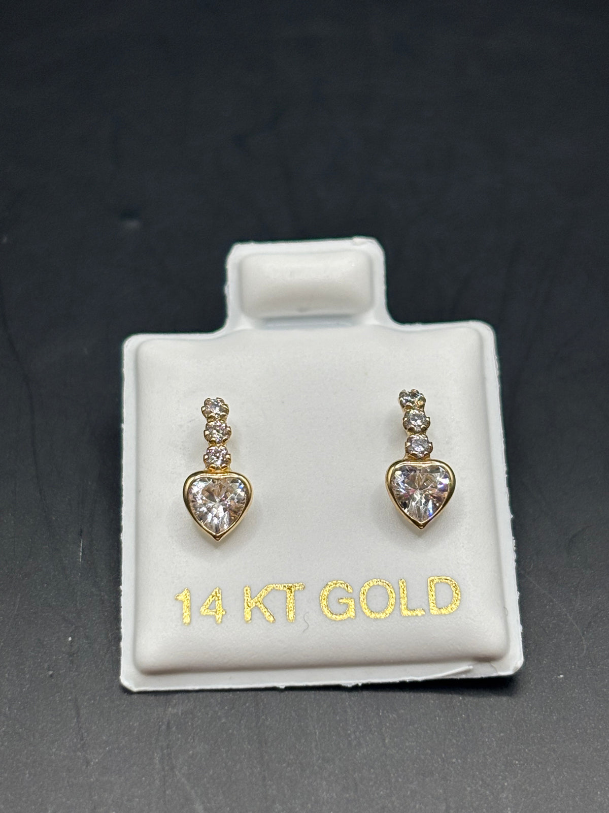 14k baby heart zirconia earrings