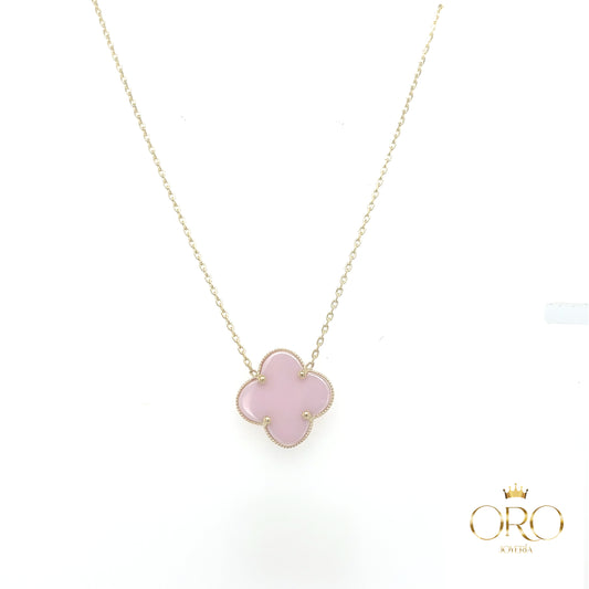 Pink clover bracelet 14k