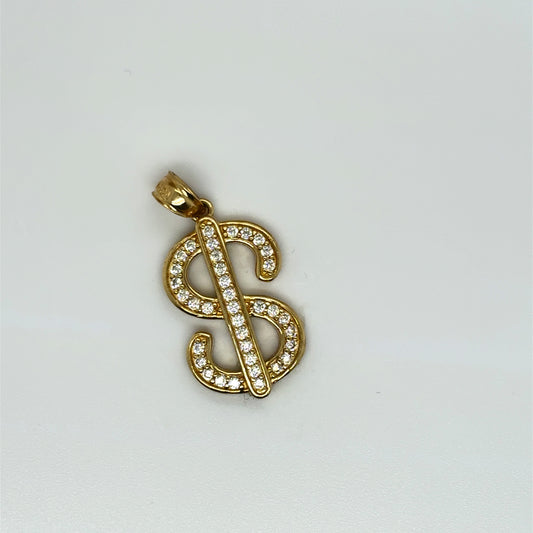 14K Gold Dollar Sign Pendant