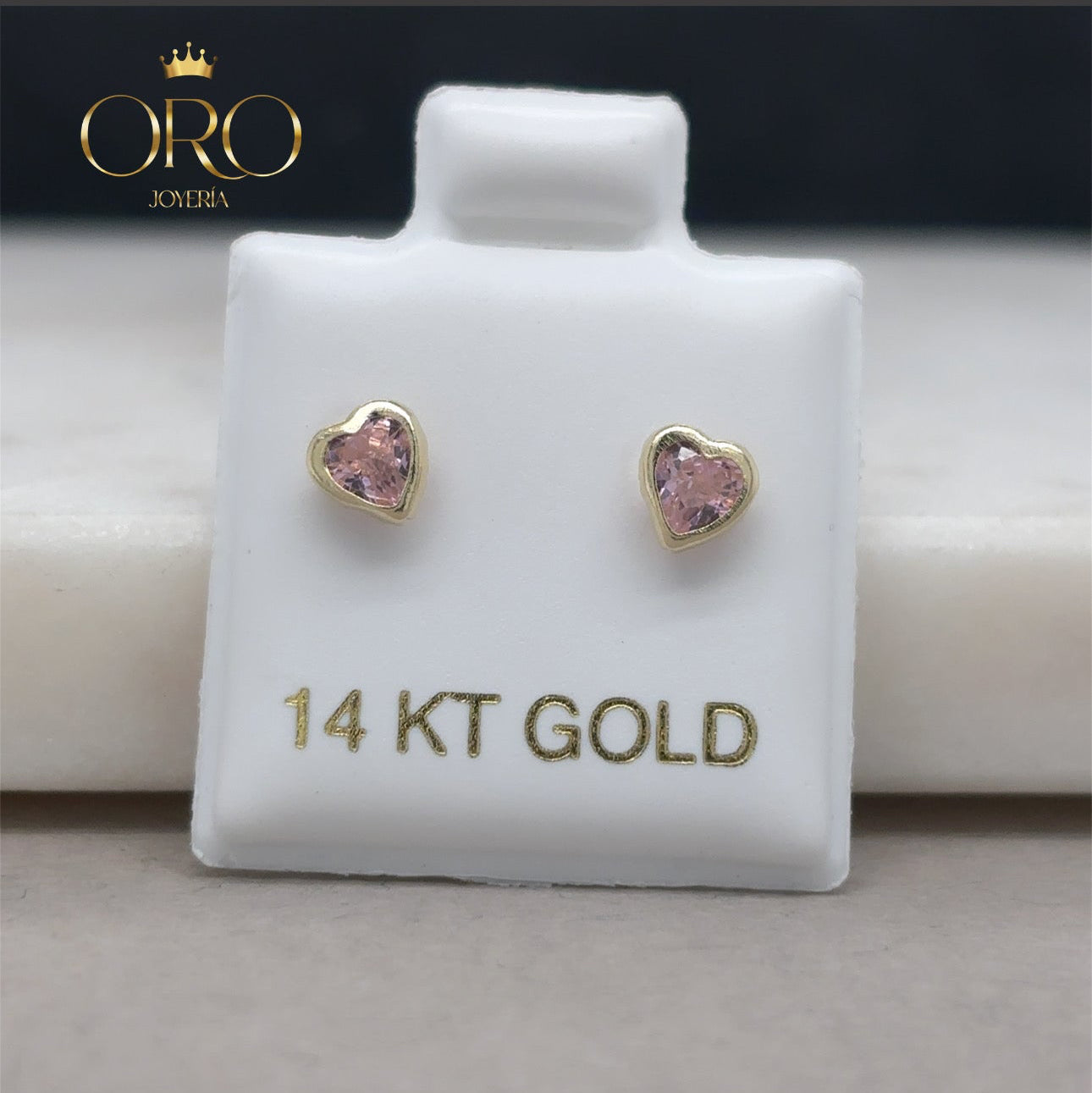 14k pink heart earrings