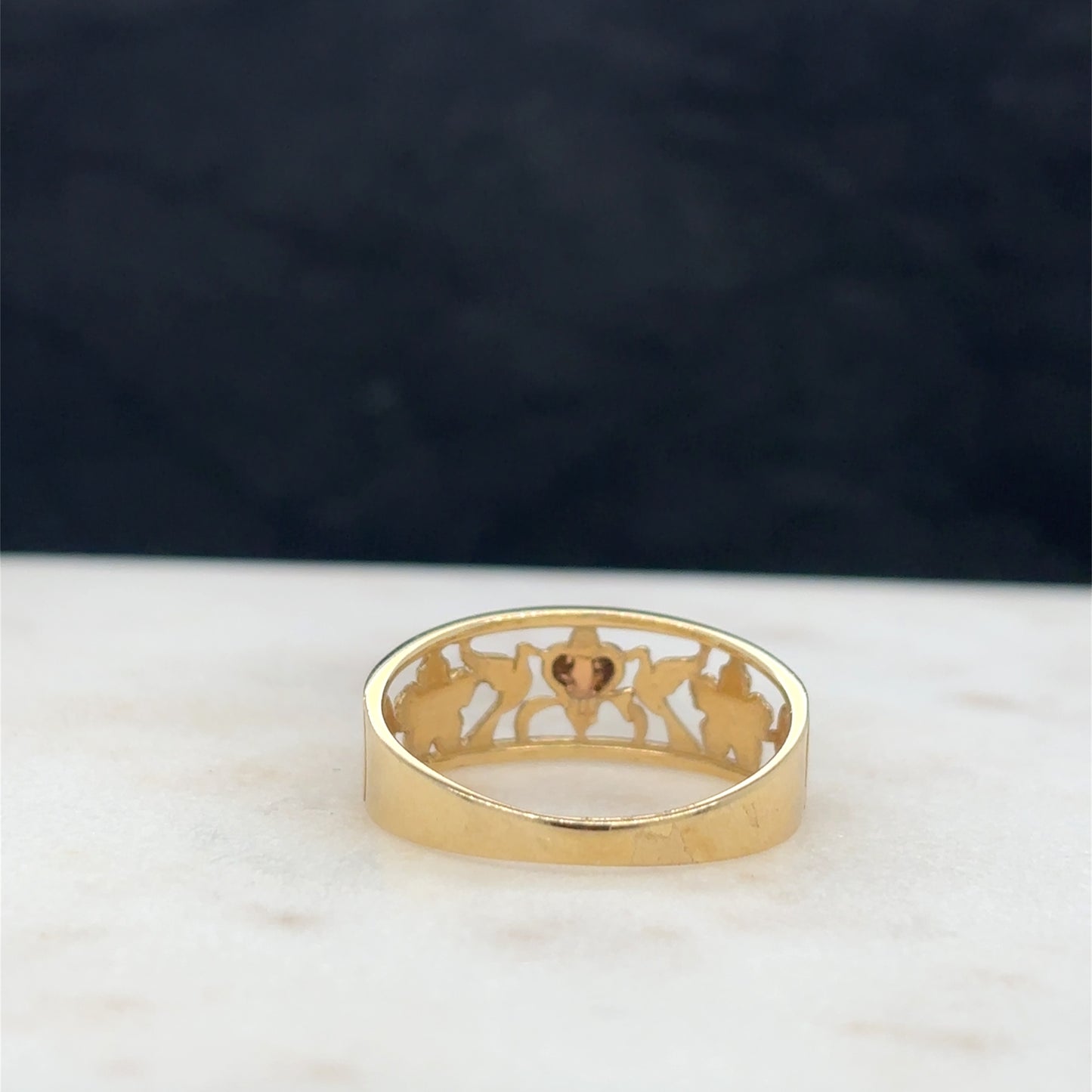 14K Gold Floral Heart Ring