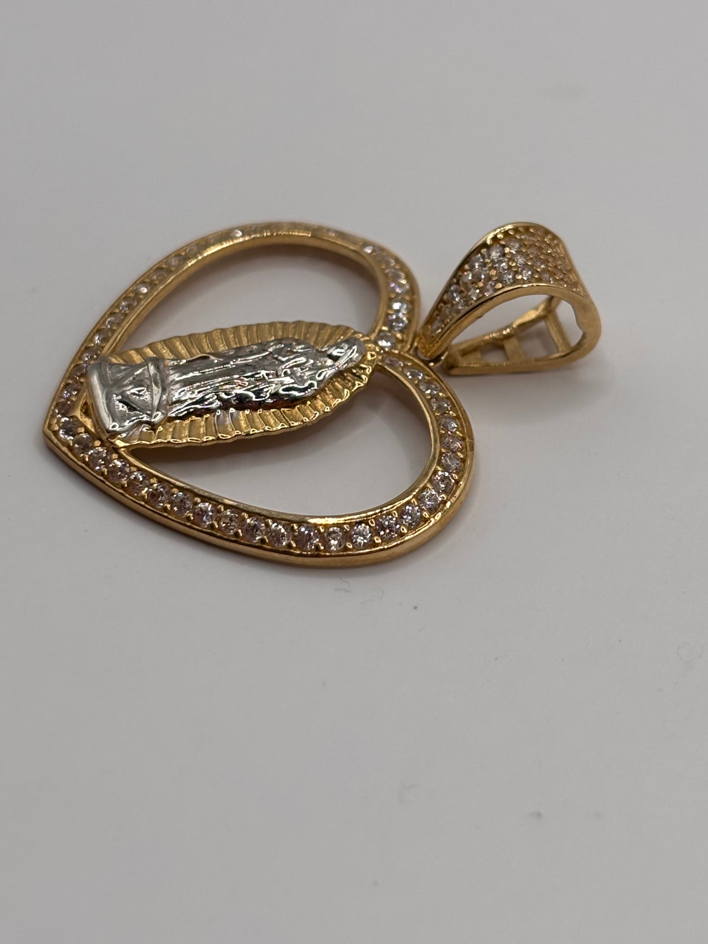 Virgencita heart pendant 14k