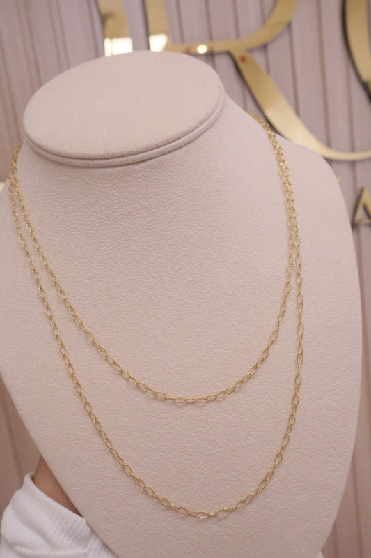 Cadena mujer oval link 14k