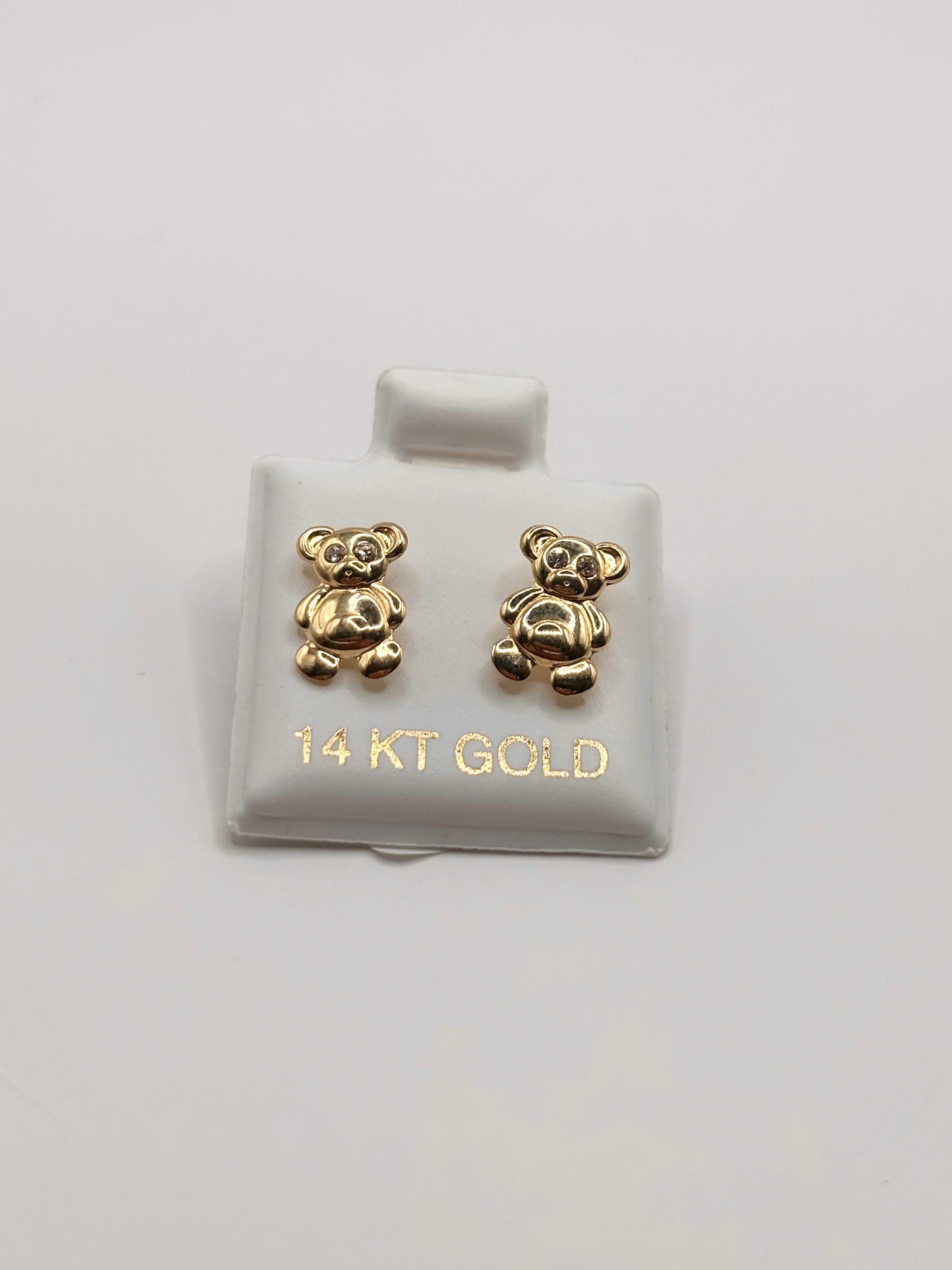Teddy bear earrings 14k