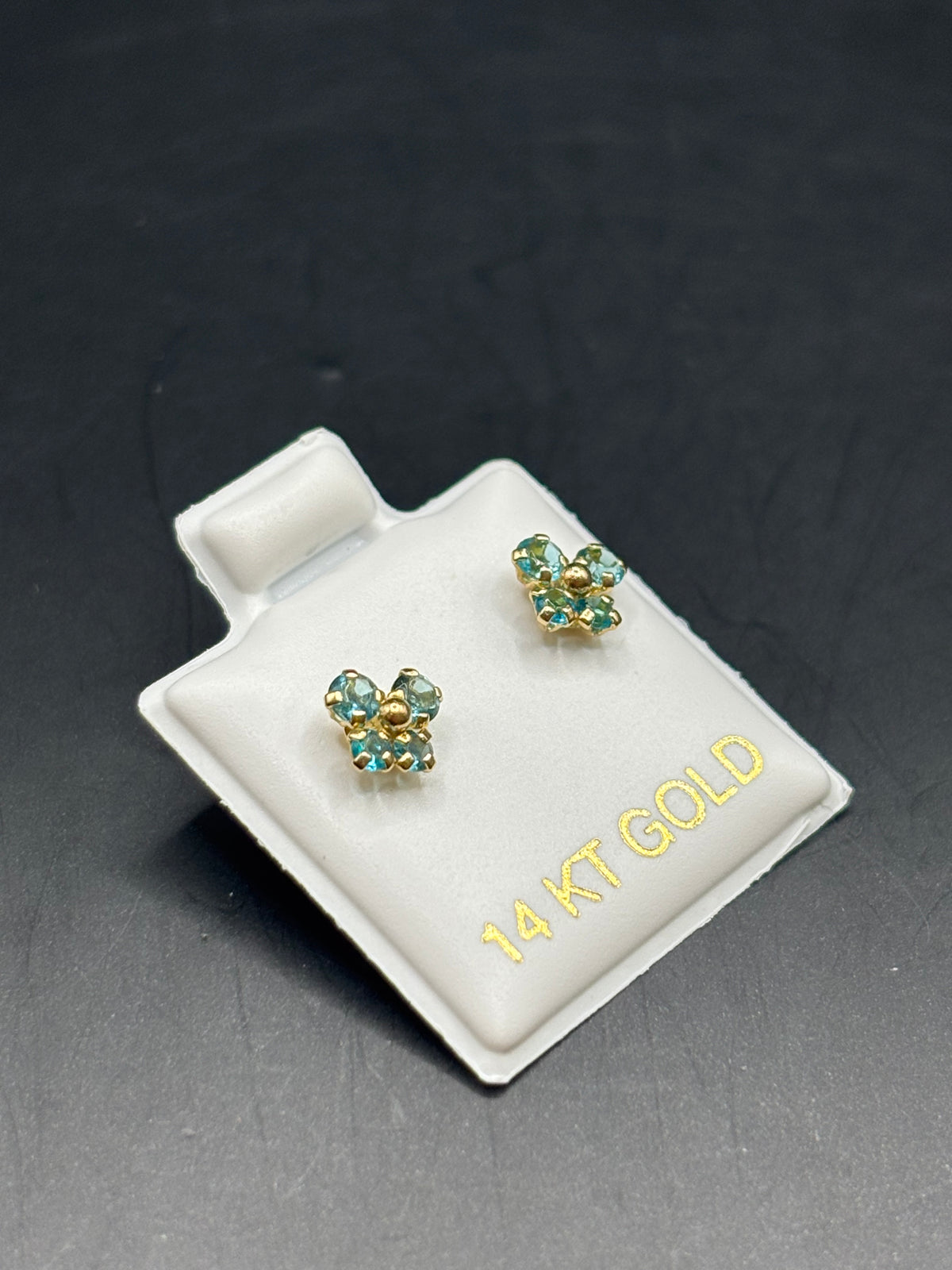 14k butterfly zirconia earrings