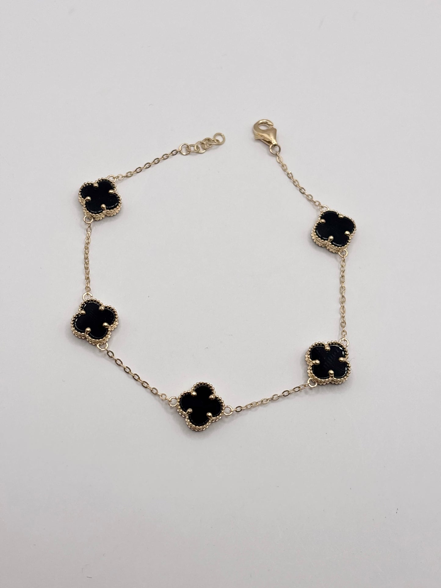 14k medium size clover black bracelet