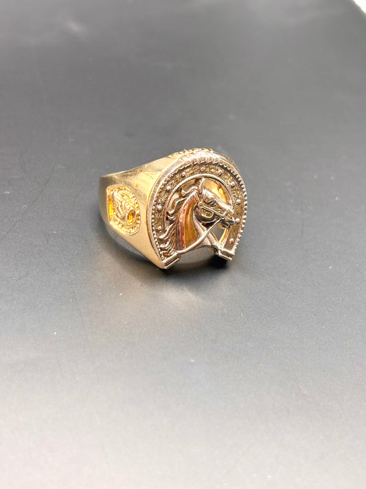 14k men solid ring horse sz 11