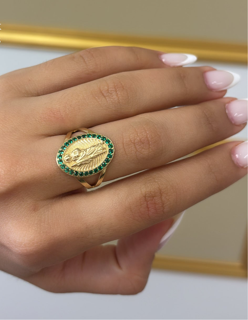 Woman ring san judas Tadeo 14k