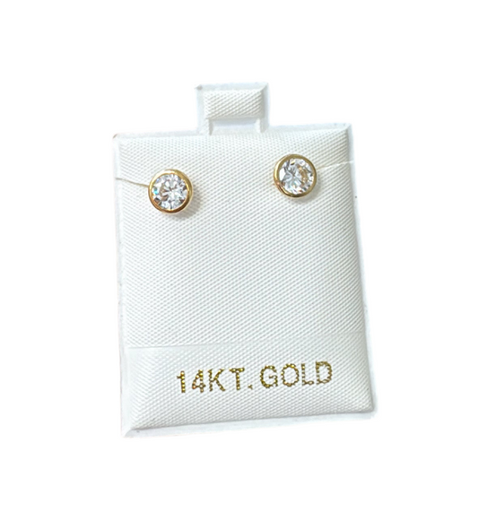 CZ Bezel earrings 14k