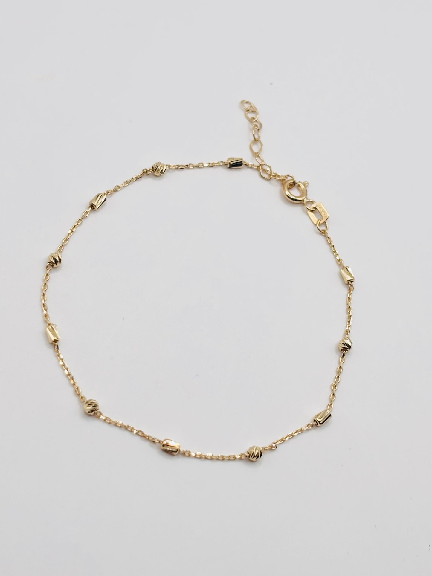 14k bead and bar chain bracelet