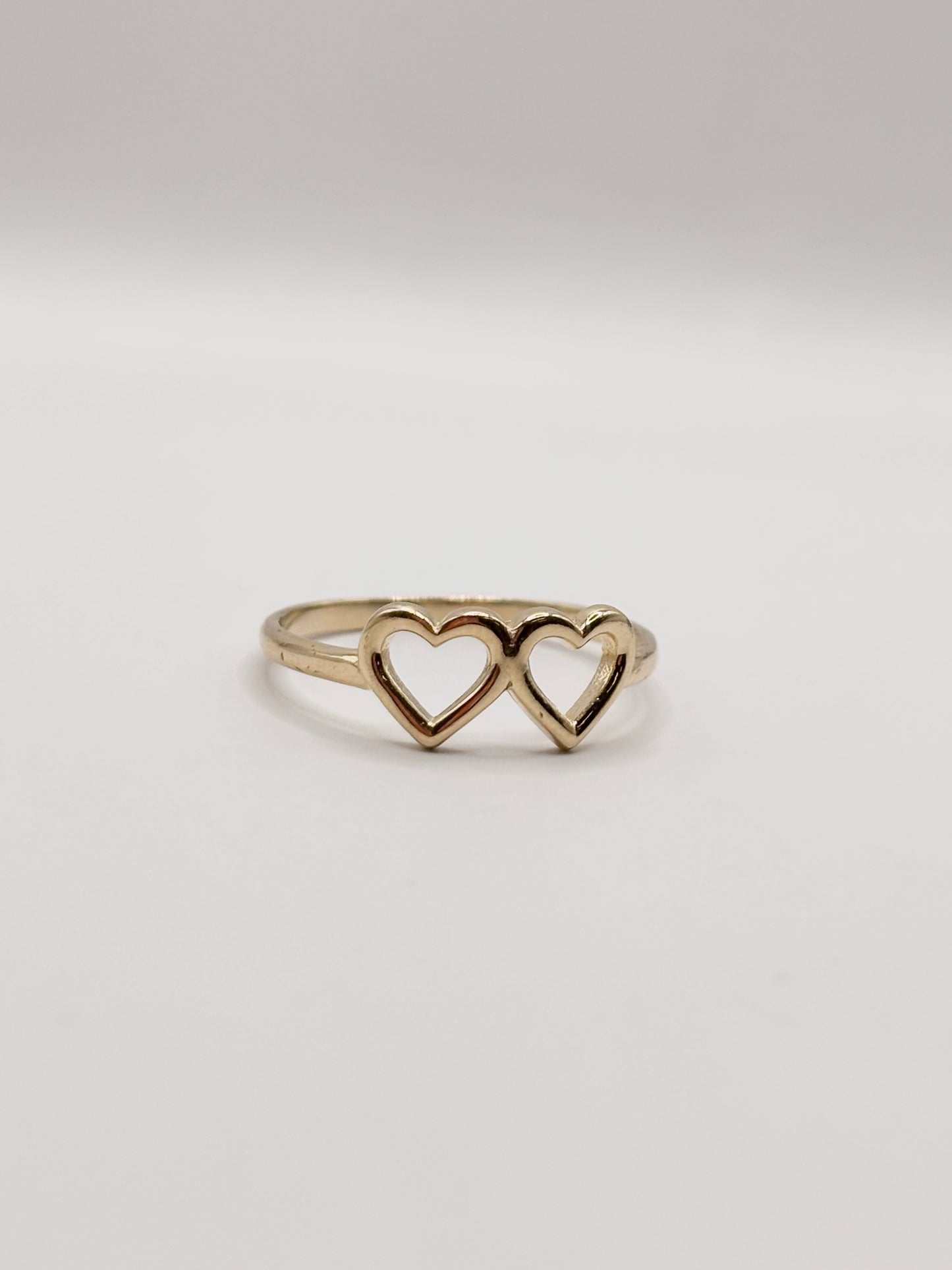 10k double heart ring