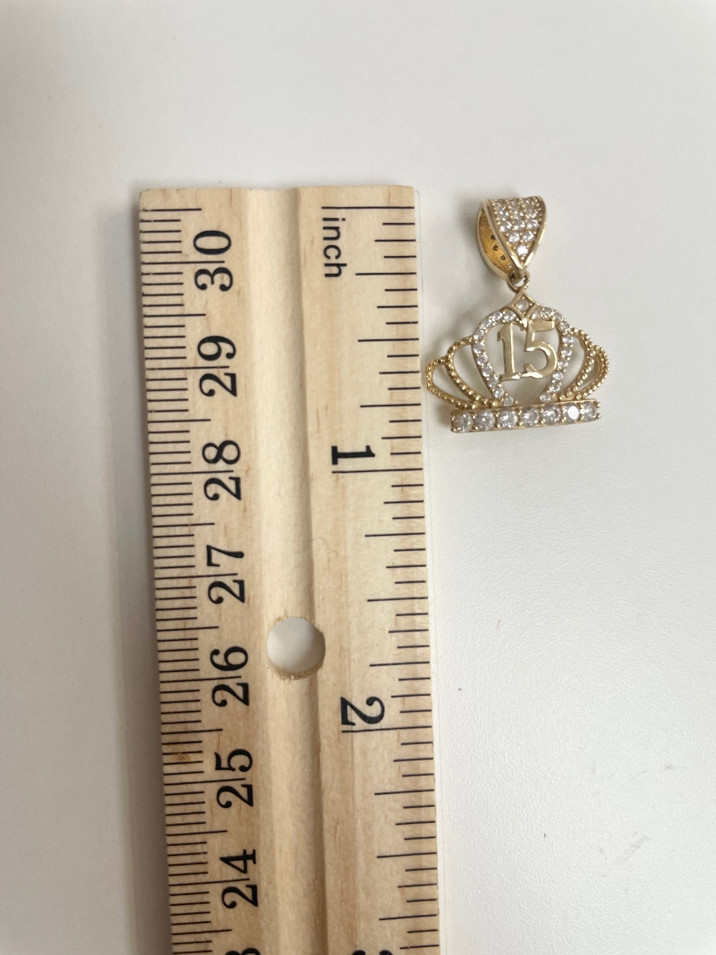 14K Gold Sweet 15 Crown Pendant