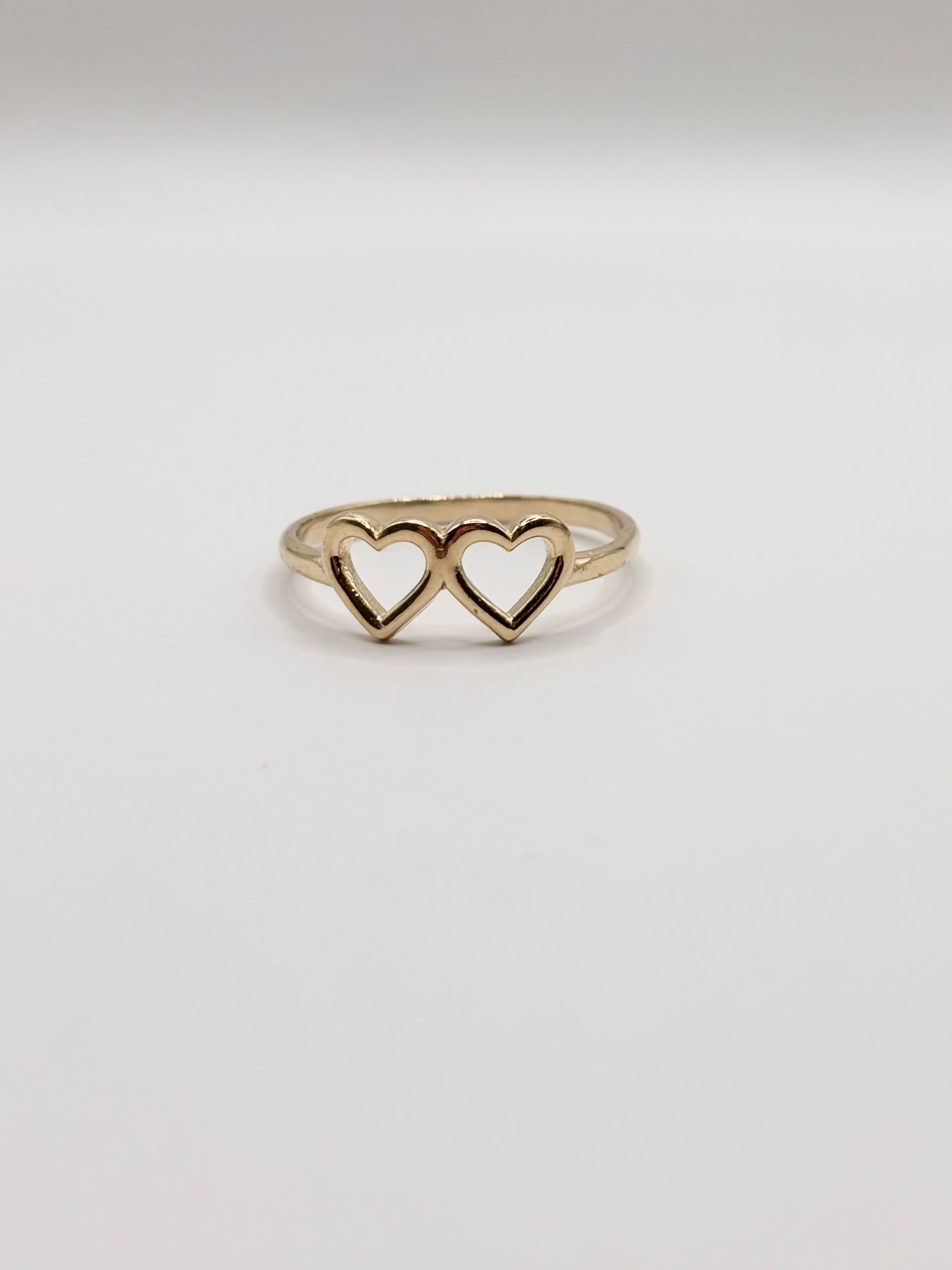 10k double heart ring