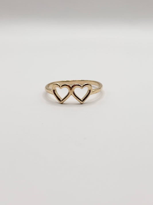10k double heart ring