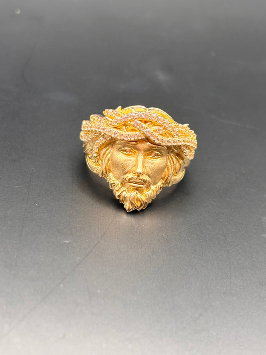 14k Jesús face men ring sz 10.5