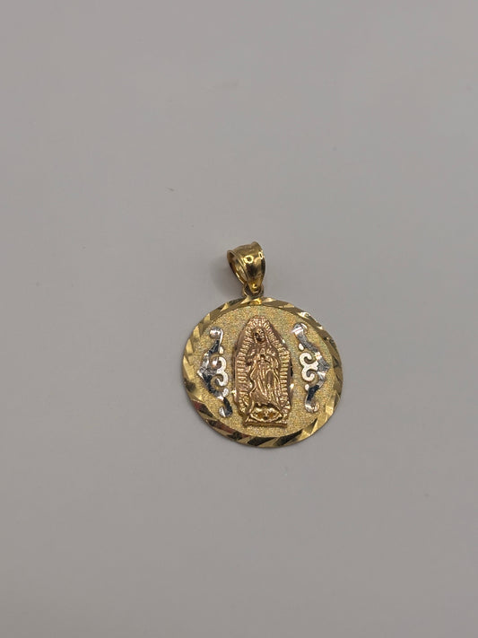 Virgencita 3 tone charm 14k