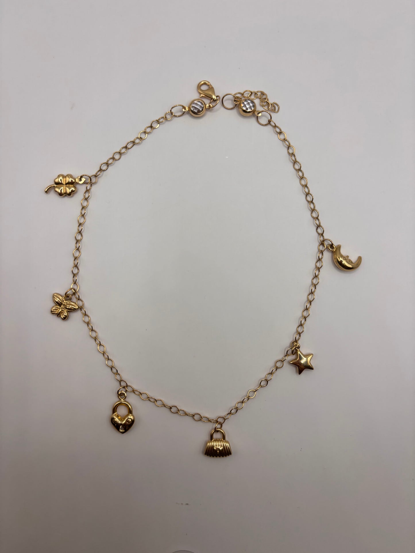 Anklet with charms 14k
