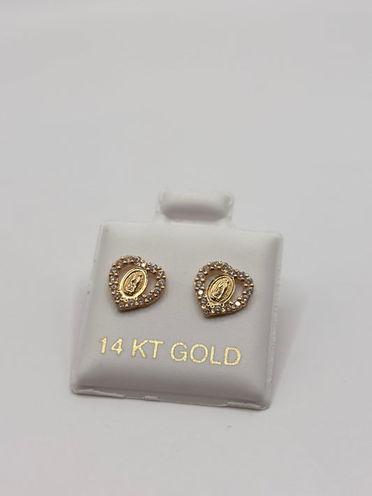 Guadalupe heart earrings 14k