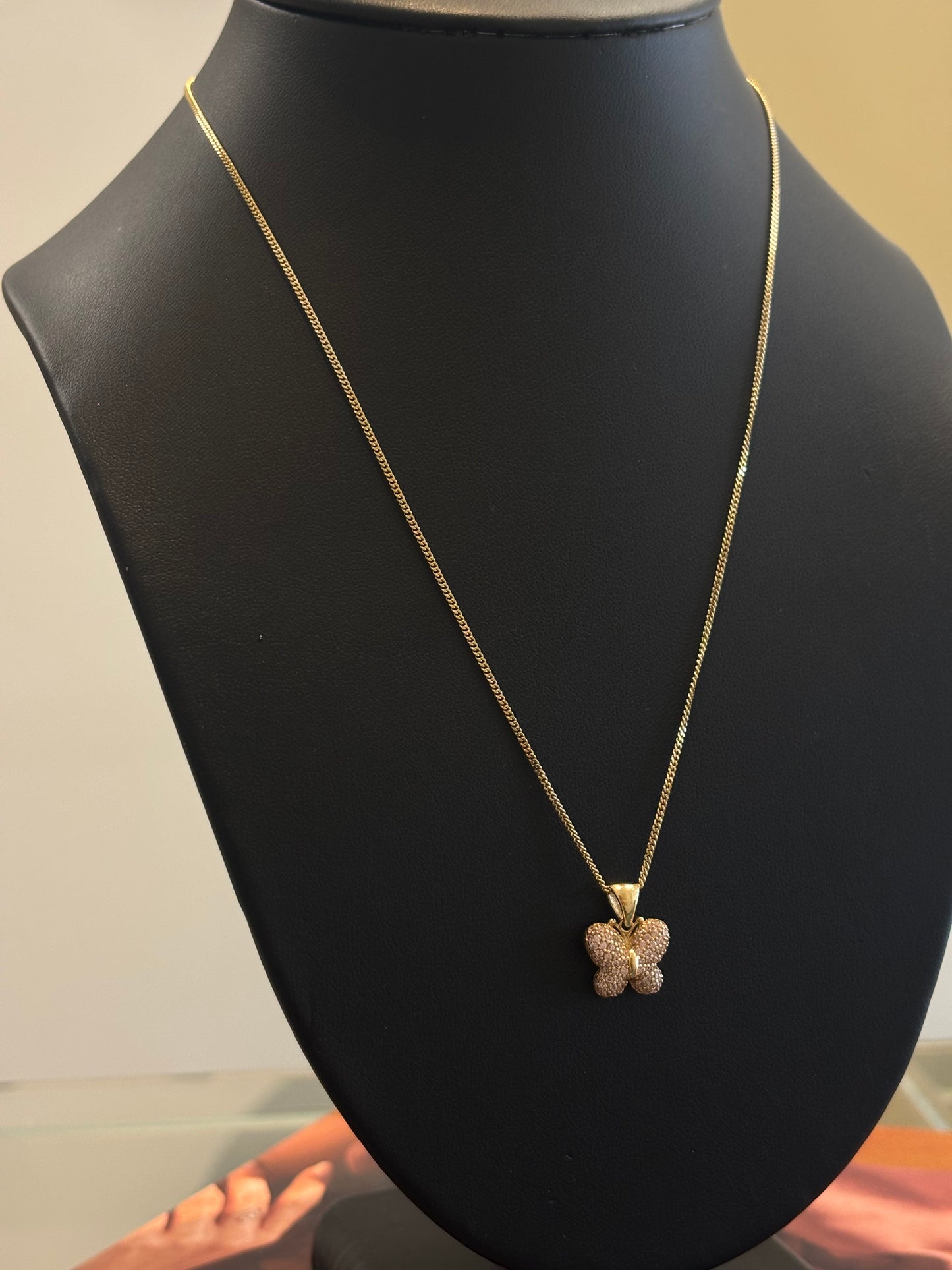14k Cuban necklaces with butterfly pendant