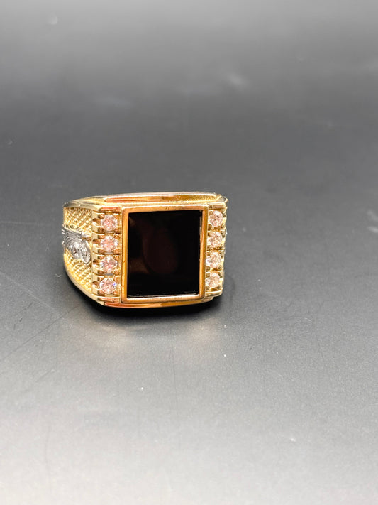 14k men ring onyx stone with San judas sz 11
