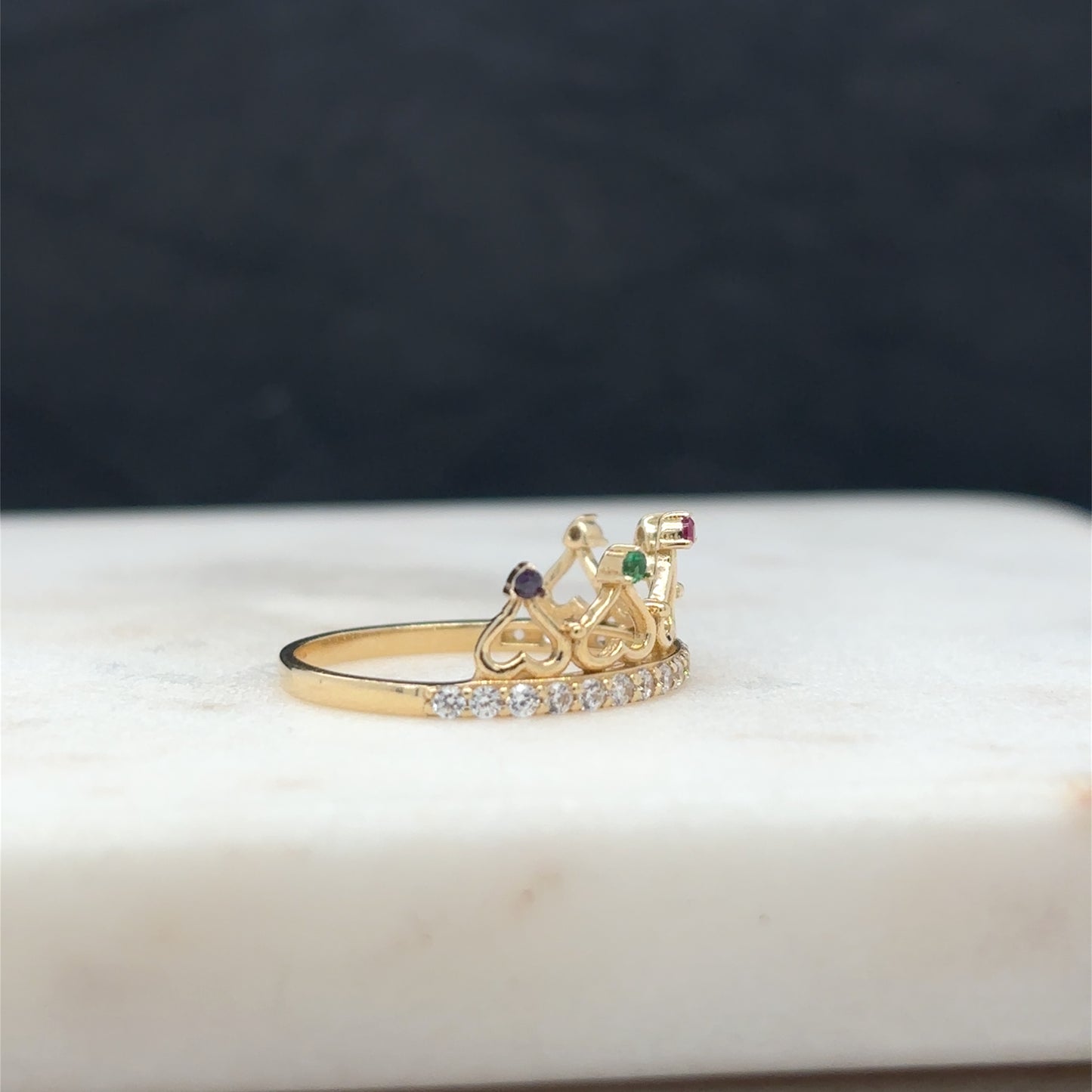 14k crown ring with zirconia