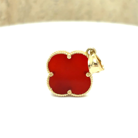 14K Jumbo Clover Pendant with Red Stone