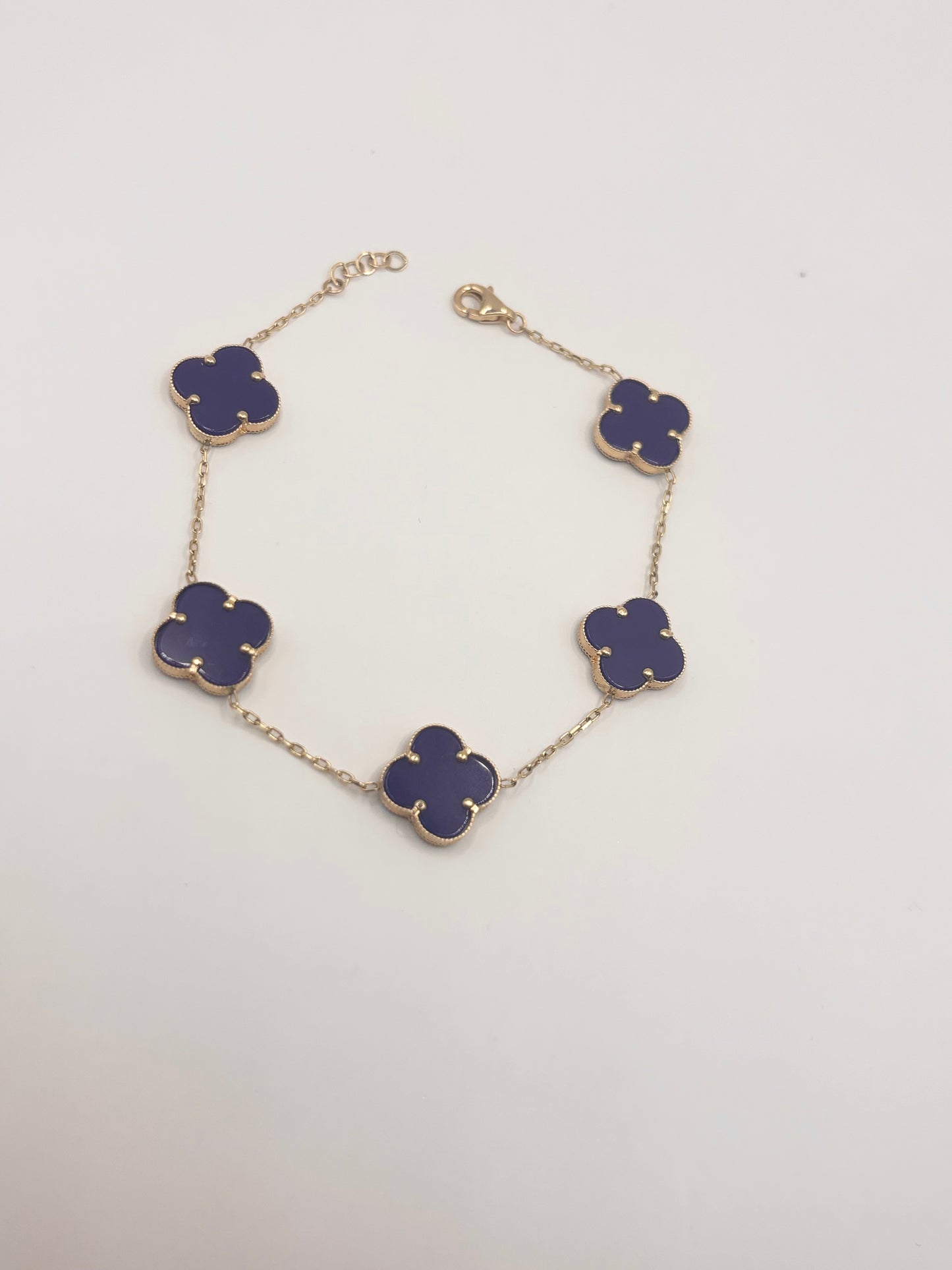 14k blue clover bracelet