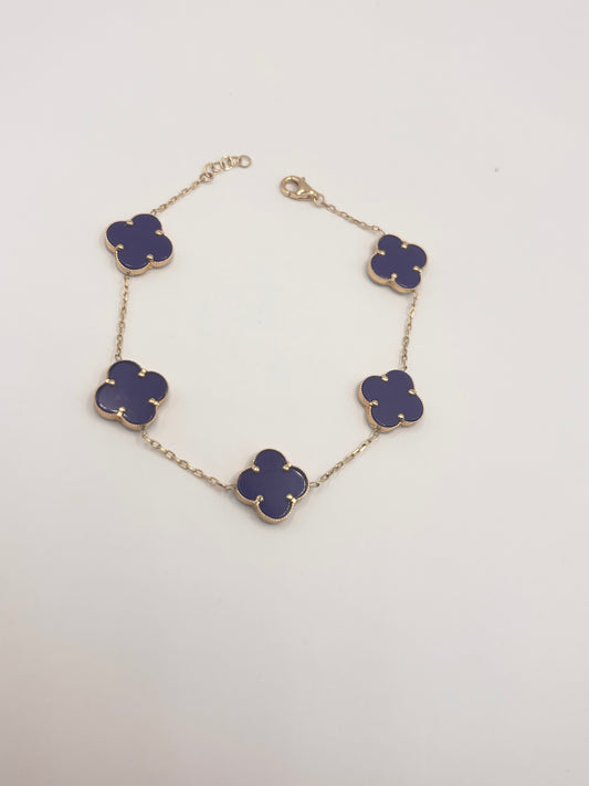 14k blue clover bracelet