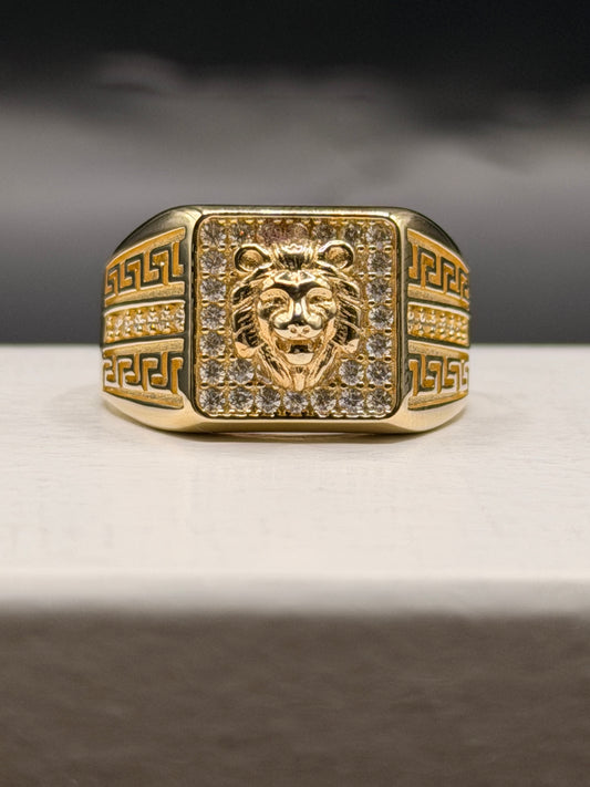 Luxury men’s 14k gold lion ring