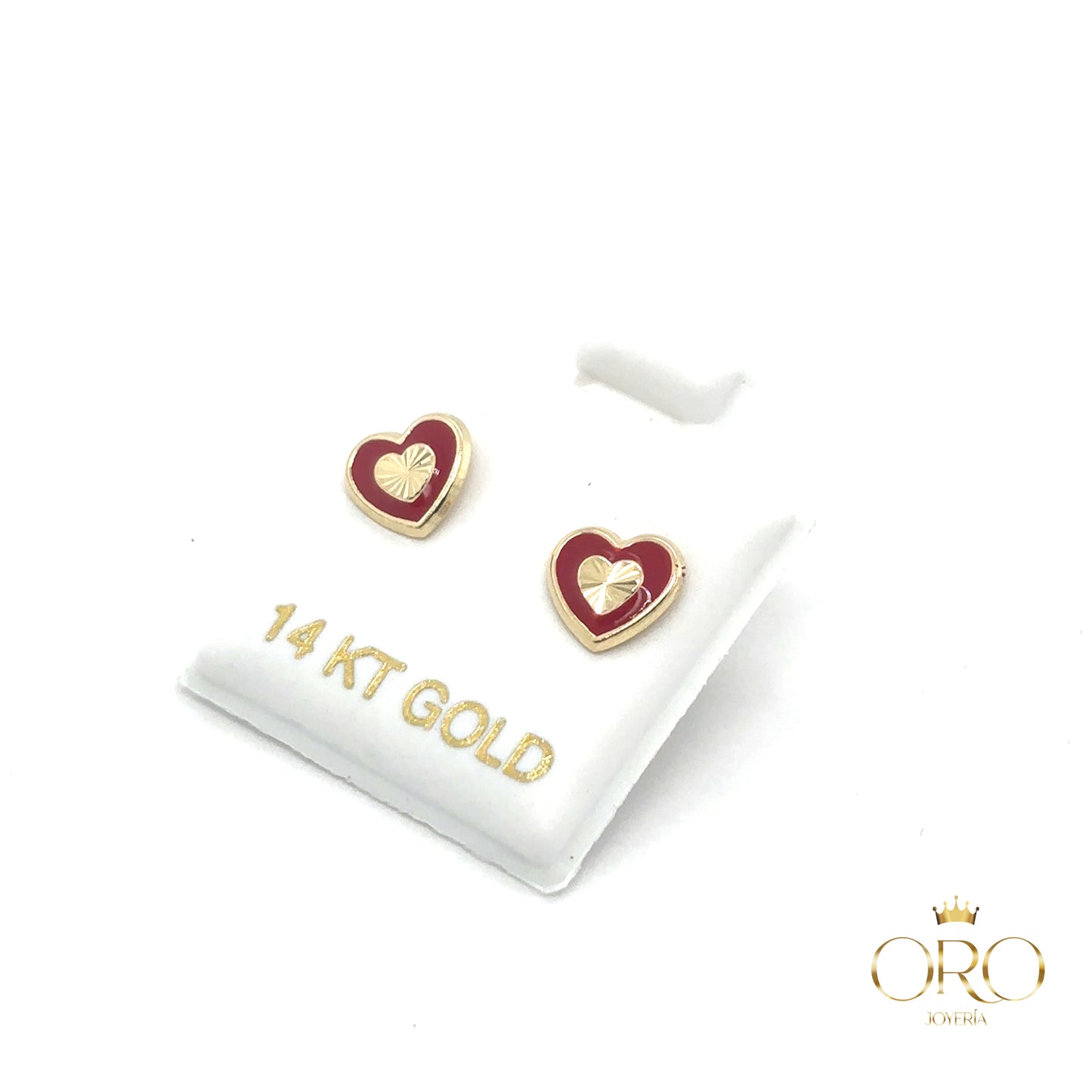 Red heart earrings 14k