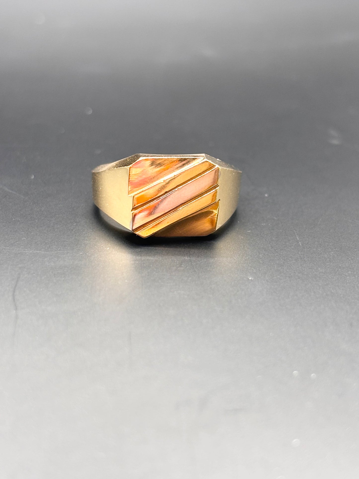 14k solid men ring double tone sz 9