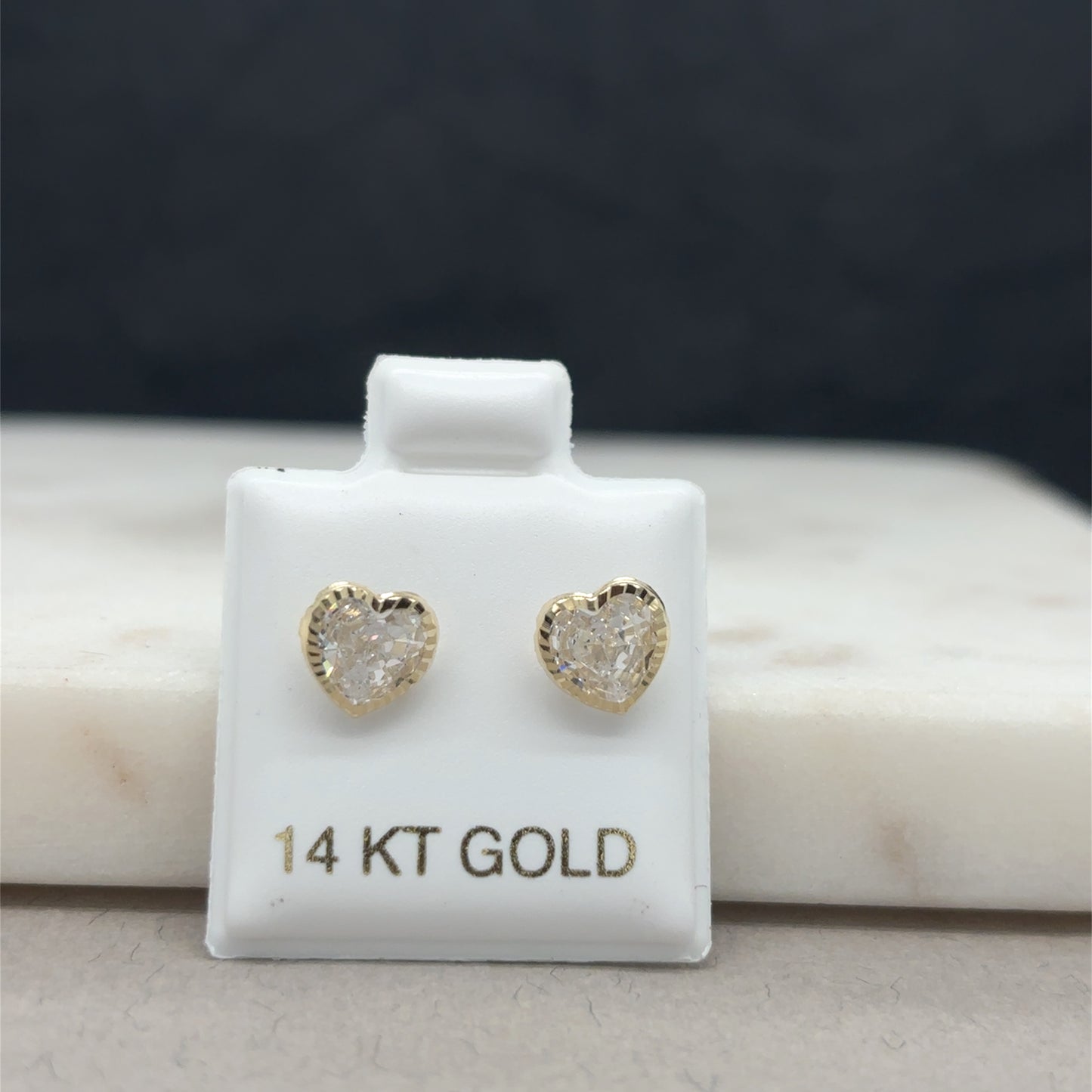 14k zirconia heart earrings