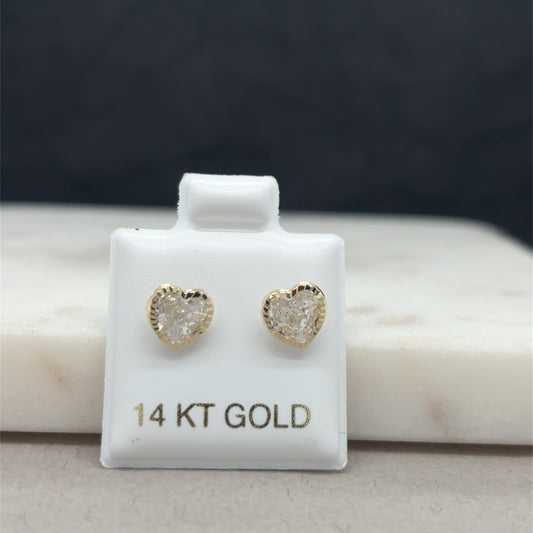14k zirconia heart earrings