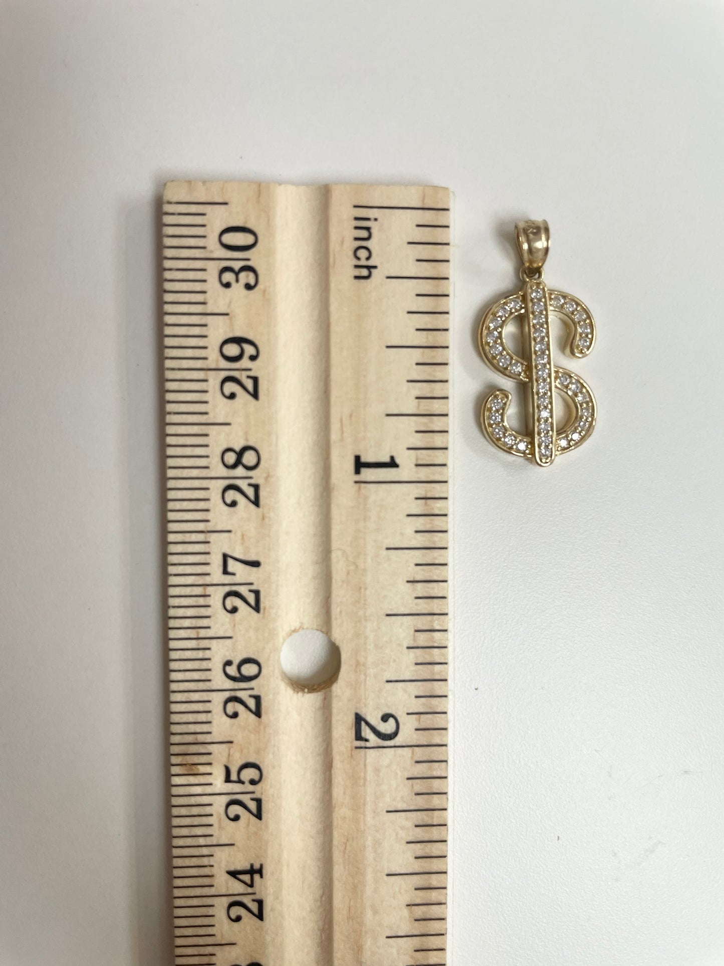 14K Gold Dollar Sign Pendant