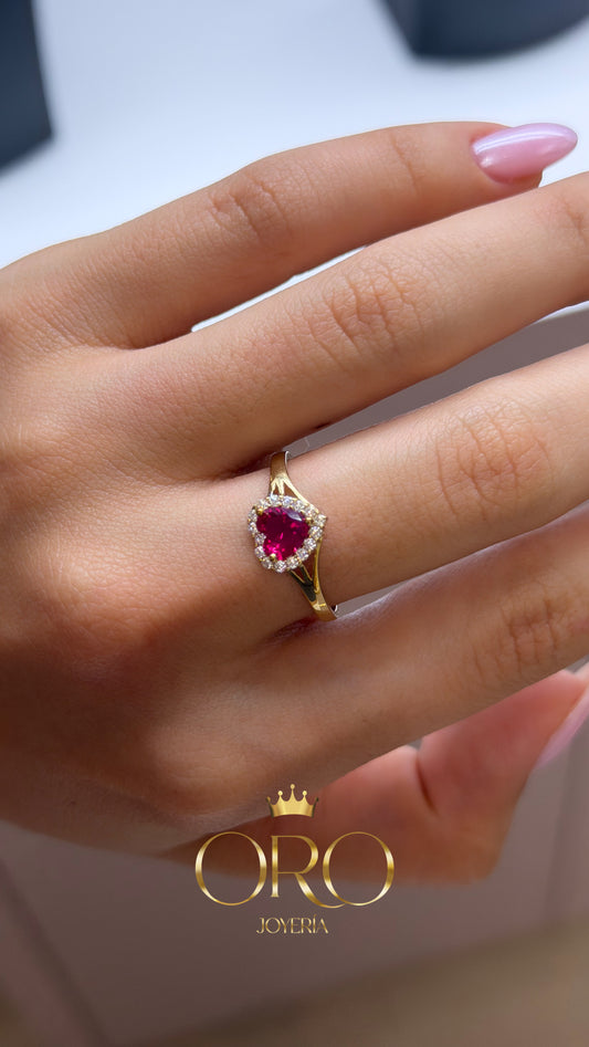 10k anillo corazón cz