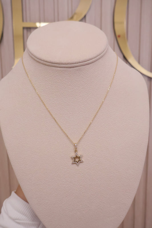 Cadena mujer con dije estrella de David 14k