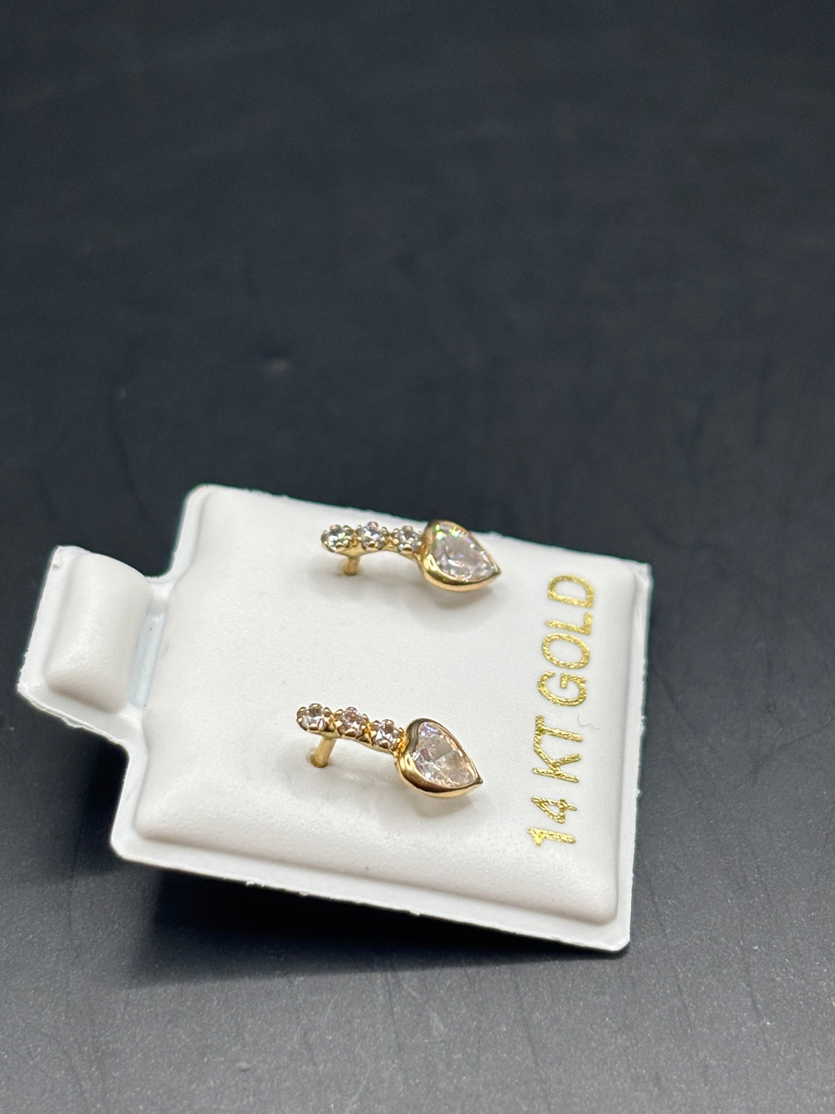 14k baby heart zirconia earrings