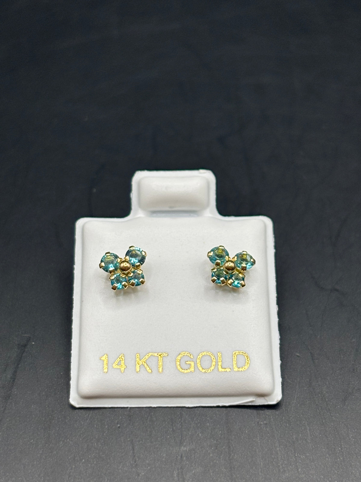 14k butterfly zirconia earrings