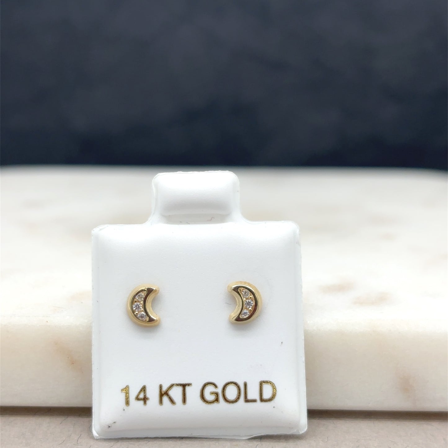 14k moon earrings with zirconia