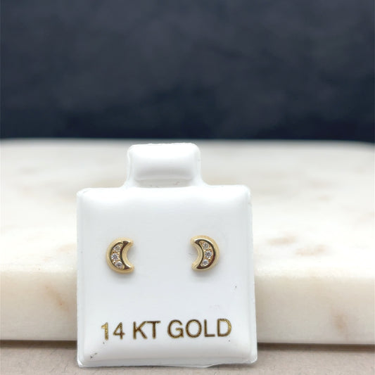 14k moon earrings with zirconia