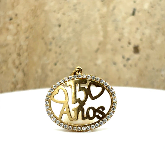 15 años pendant with zirconia 14k