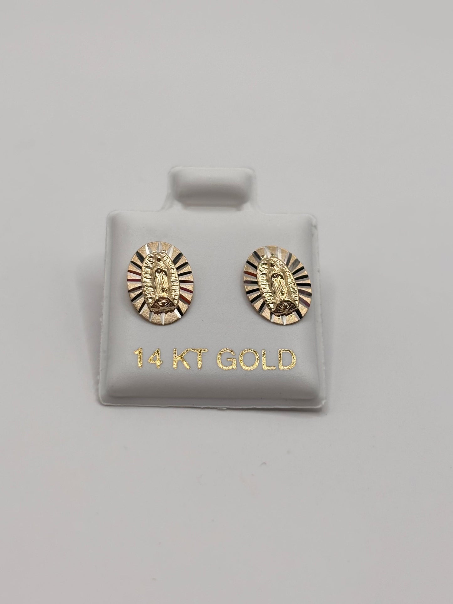 Virgen de Guadalupe earrings 14k