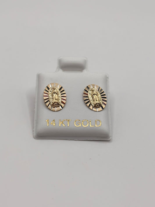 Virgen de Guadalupe earrings 14k